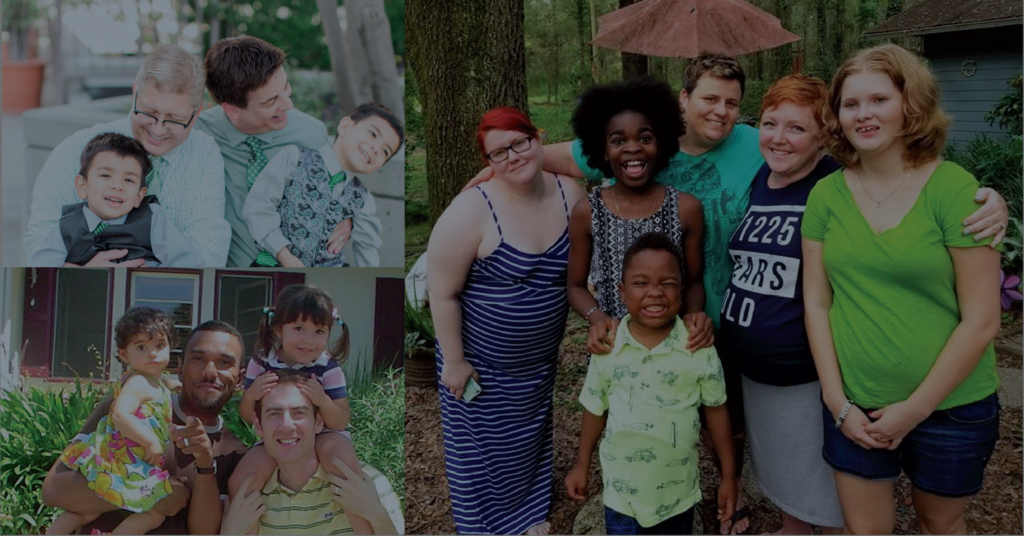 Collage of various LGBTQ+ families