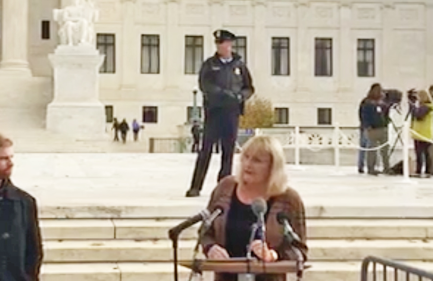 Denise Brogan-Kator speaks on the steps of the Supreme Court